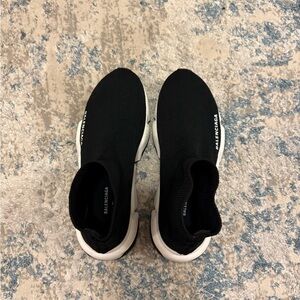 Balenciaga Black and White Knit Sneakers